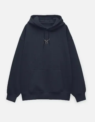 Loose Fit Navy Blue Hoodie